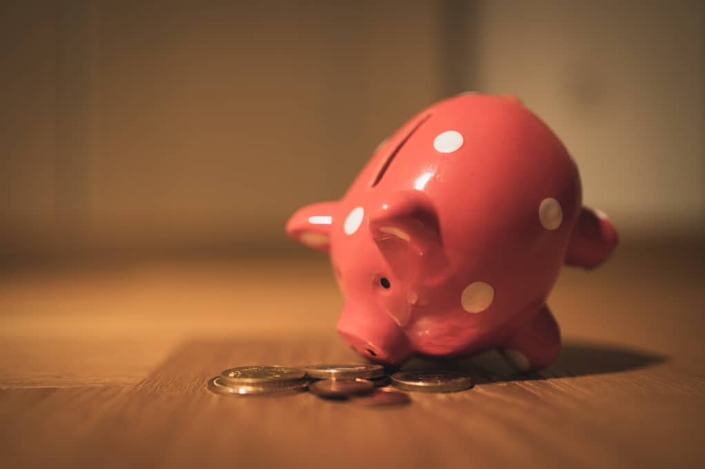 Red piggy banks sniffing gold coins. A solid digital marketing strategy can help you earn more money.