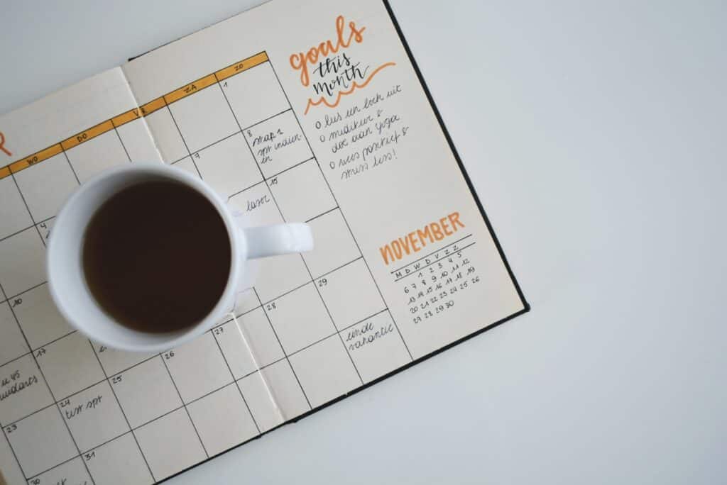 Schedule With Cup Of Coffee. Charlottesville Web Design Saves You Time