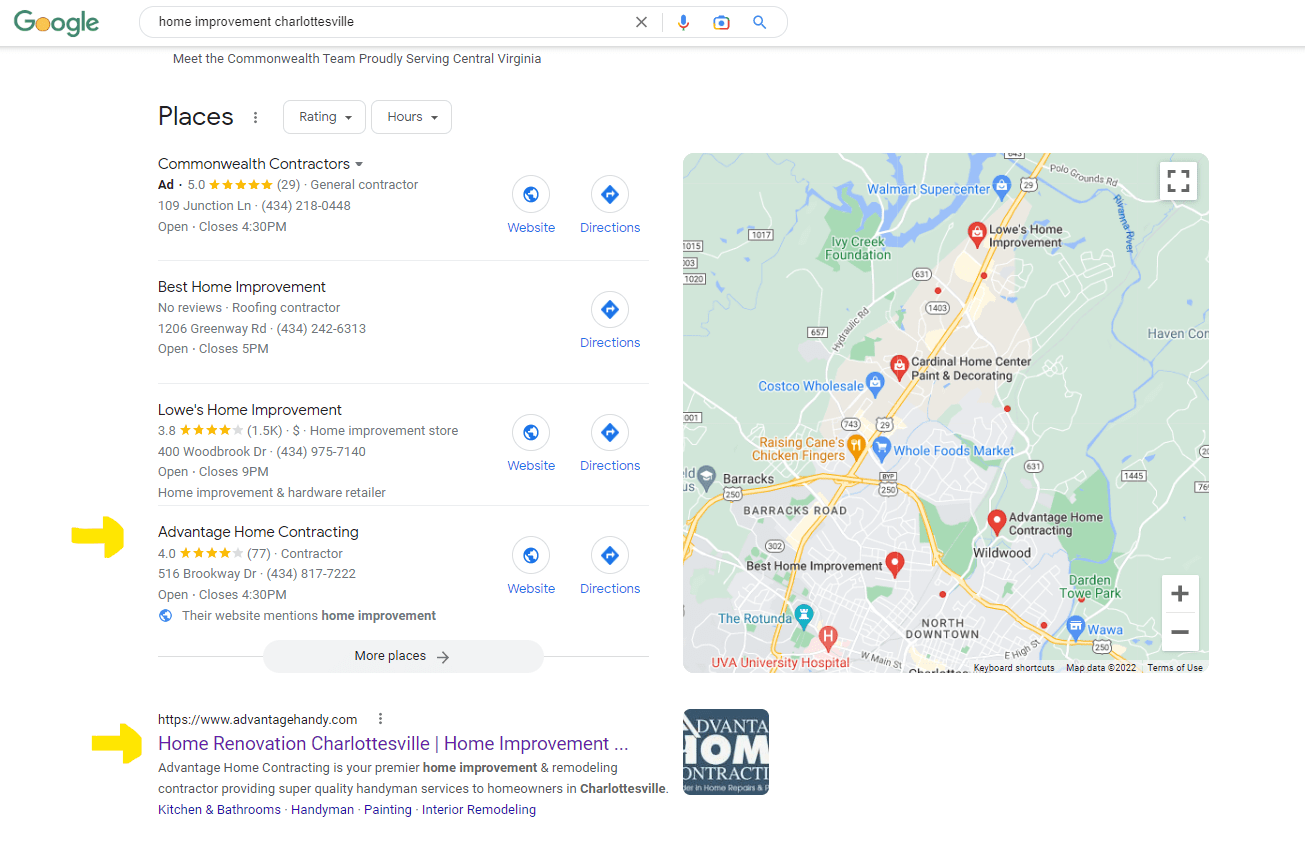 Google Search Results for Advantage