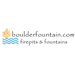 Boulder Fountain Logo with Fire and water element 
