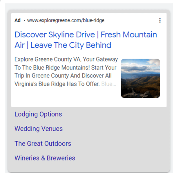 Greene County Advertisiment about Discovering Skyline Drive