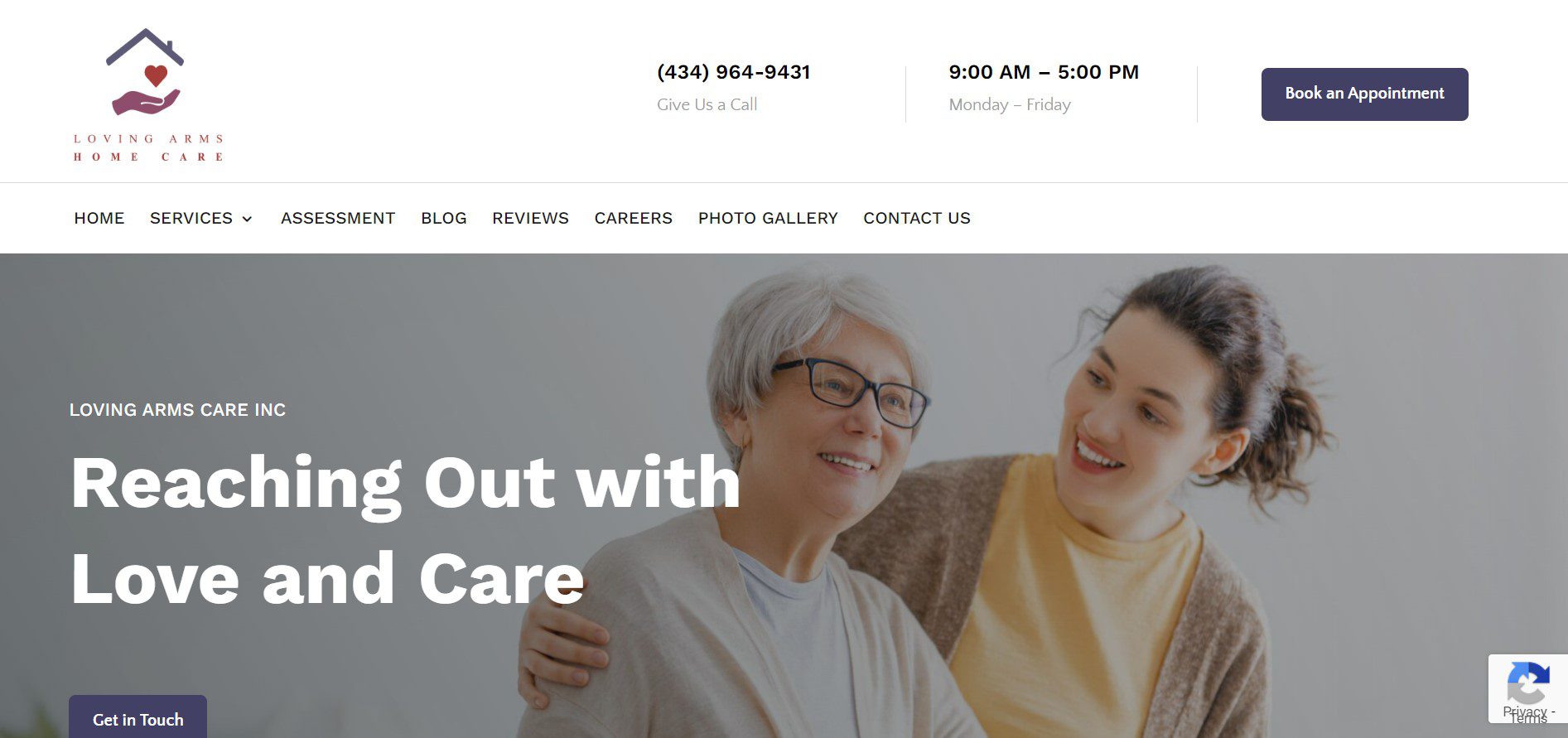 Loving Arms Care Website picture