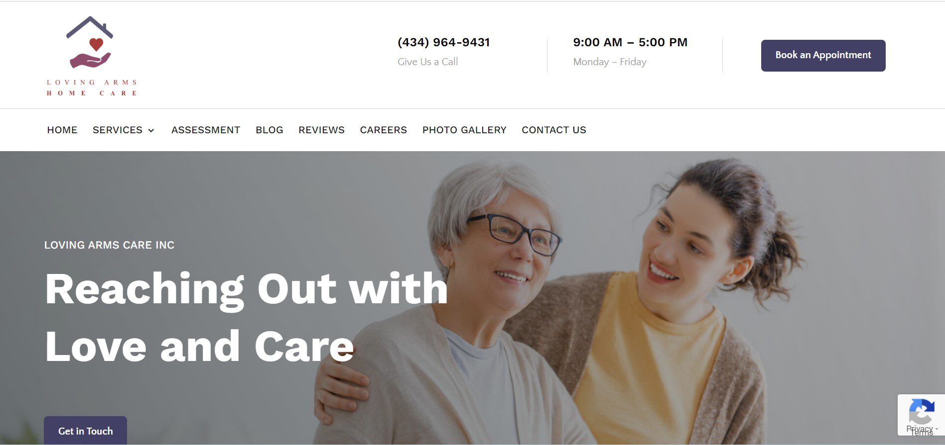 Loving arms care website